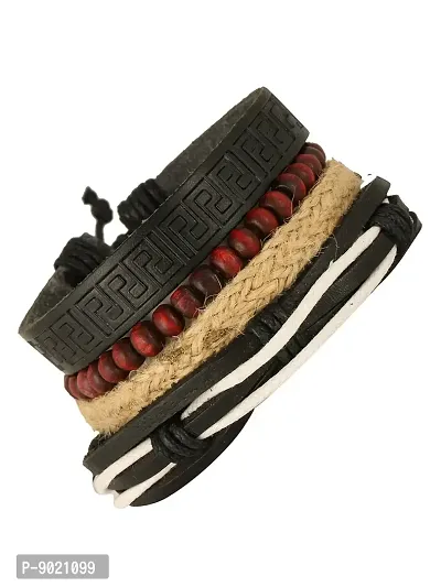 Zivom#174; Multi Strand Handcrafted Leather Wrist Band Casul Bracelet Men