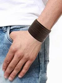 Zivom#174; Strand Biker Punk Funky Handcrafted Brown Leather Wrist Band Bracelet-thumb4