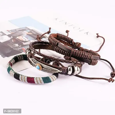ZIVOM Leather Base Metal Bracelet for Men (Multicolored_20gm)-thumb5