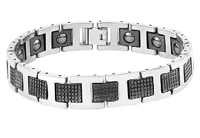 Zivom#174; Black Ceramic Silver 316L Stainless Steel Magnetic Bracelet For Men-thumb3