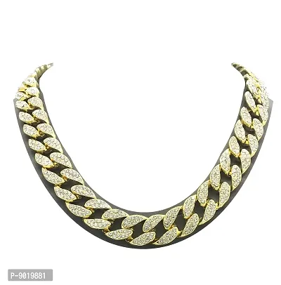 Pyramid Jewelers Mens Iced Out Hip Hop Gold tone CZ Miami Cuban Link Chain Choker Necklace (18)-thumb0