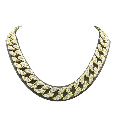 Mens Iced Out Hip Hop tone CZ Miami Cuban Link Chain Choker Necklace (18)