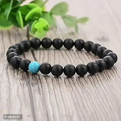 Zivom#174; Turquoise Onyx Beads Glossy Black Stretchable Distance Bracelet-thumb3