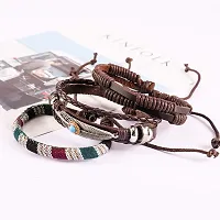 Zivom#174; Crafted Leather Charm Wrist Band Multi Strand Stackable Bracelet Men-thumb4