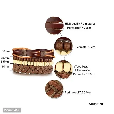 Zivom#174; Stackable Strand Brown Tibetan Bead Leather Wrist Band Bracelet-thumb2