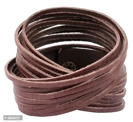 Zivom#174; Multi Strand Brown Handcrafted Leather Strand Bracelet For Men