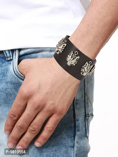 Zivom#174; Tiger Funky Genuine Handcrafted Black Leather Bracelet for Men-thumb5