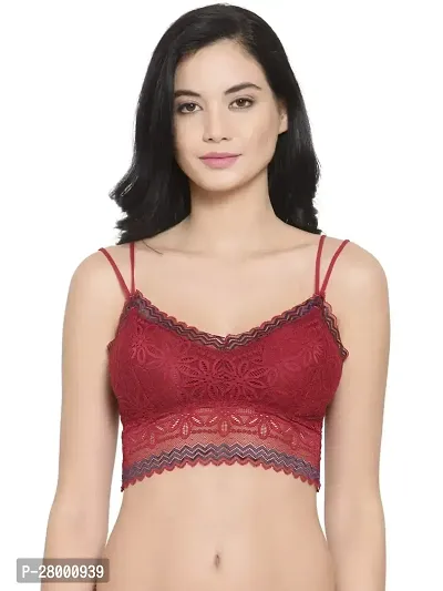 Stylish Red Lace Solid Bra For Women-thumb0