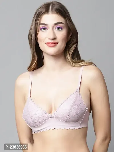 Stylish Pink Polyester Spandex Solid Bras For Women-thumb0