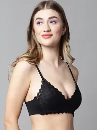 Stylish Black Polyester Spandex Solid Bras For Women-thumb2