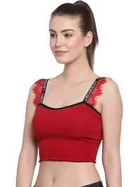 Stylish Red Cotton Solid Bra For Women-thumb2