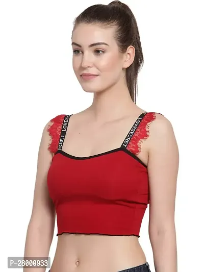 Stylish Red Cotton Solid Bra For Women-thumb3