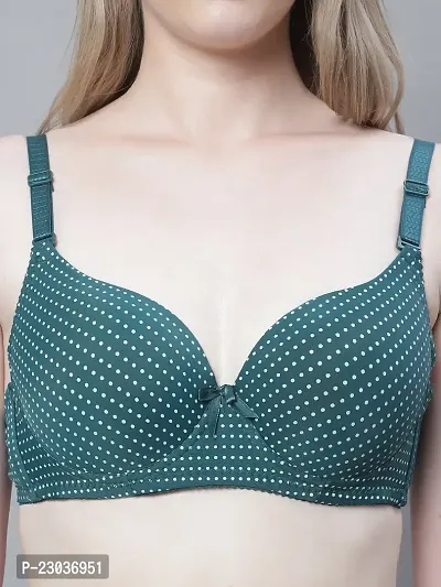 Stylish Green Polyester Spandex Polka Dots Bras For Women-thumb5