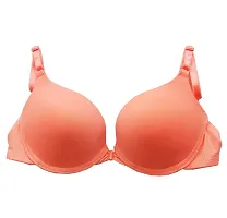 Stylish Peach Polyester Spandex Solid Bra For Women-thumb1