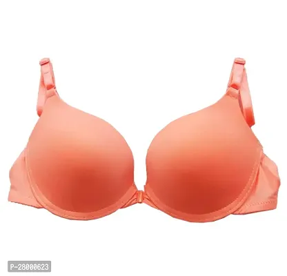 Stylish Peach Polyester Spandex Solid Bra For Women-thumb2