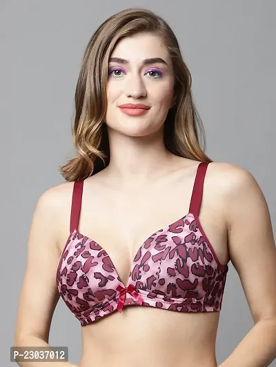 Stylish Maroon Polyester Spandex Animal Bras For Women-thumb0