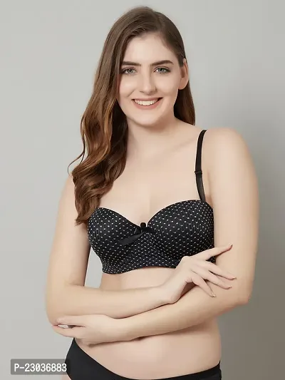 Stylish Black Polyester Spandex Polka Dots Bras For Women-thumb0