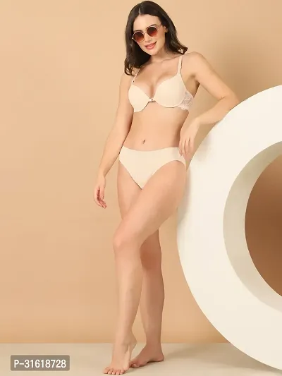 Elegant Polyester Solid Bras with Panty Set For Women-thumb5