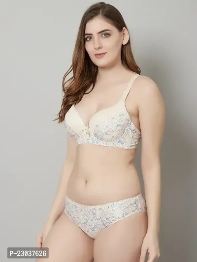 PrettyCat Beautiful Floral Print Lightly Padded T-Shirt Bra Panty Set-thumb3