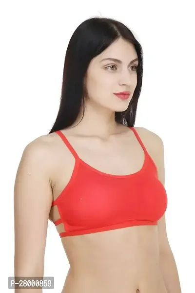 Stylish Red Cotton Blend Solid Bra For Women-thumb5