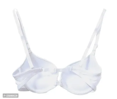 Stylish White Polyester Spandex Solid Bra For Women-thumb2