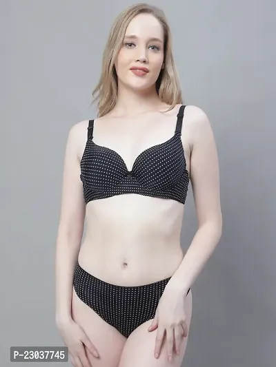 Buy PrettyCat Underwired Polka Print Full Coverage T-Shirt Bra Panty Set  Online In India At Discounted Prices