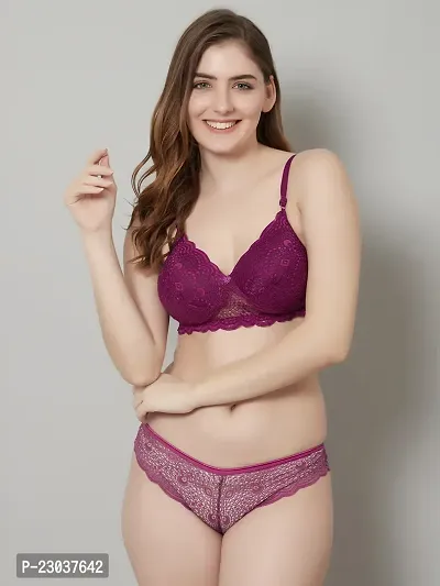 Buy PrettyCat Lightly Padded Non-Wired With Lace Panel Demi Cup T-shirt Bra  Panty Set Online In India At Discounted Prices