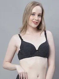 Stylish Black Polyester Spandex Polka Dots Bras For Women-thumb2