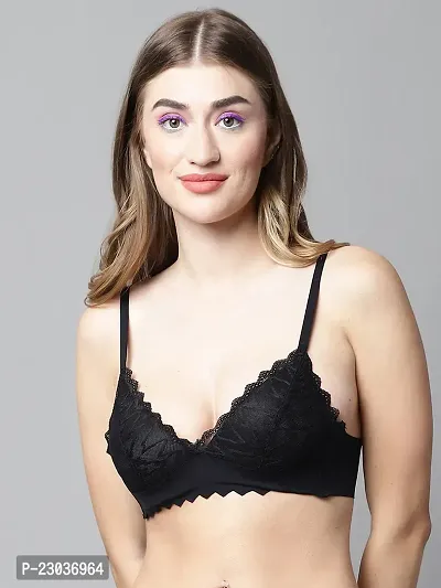 Stylish Black Polyester Spandex Solid Bras For Women-thumb0