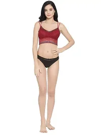 Stylish Red Lace Solid Bra For Women-thumb4