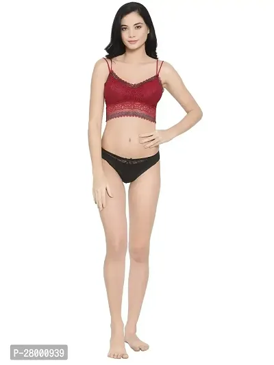 Stylish Red Lace Solid Bra For Women-thumb5