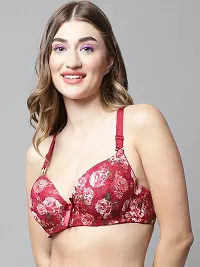 Stylish Red Polyester Spandex Printed Bra For Women-thumb2