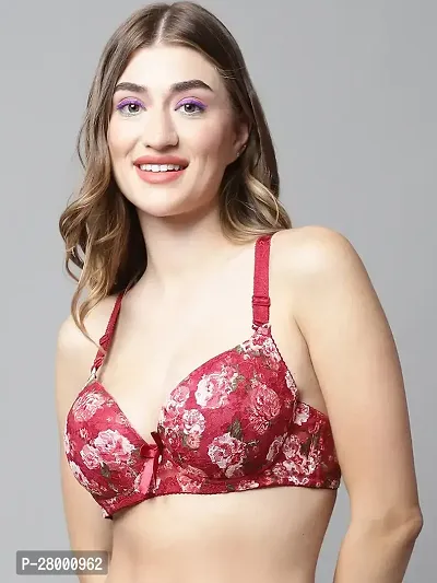 Stylish Red Polyester Spandex Printed Bra For Women-thumb3