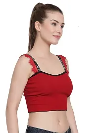 Stylish Red Cotton Solid Bra For Women-thumb1