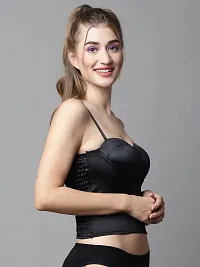 Stylish Black Satin Solid Bras For Women-thumb2