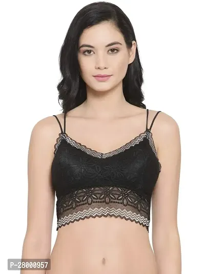 Stylish Black Lace Solid Bra For Women