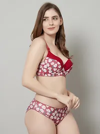 PrettyCat Beautiful Floral Print Lightly Padded T-Shirt Bra Panty Set-thumb2