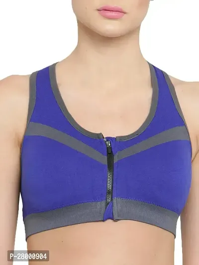 Stylish Blue Cotton Solid Bra For Women-thumb0