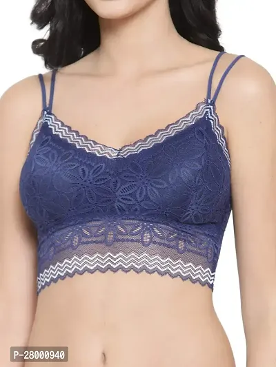 Stylish Blue Lace Solid Bra For Women-thumb4