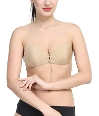 Stylish Beige Cotton Blend Solid Bra For Women-thumb1