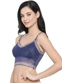 Stylish Blue Lace Solid Bra For Women-thumb2