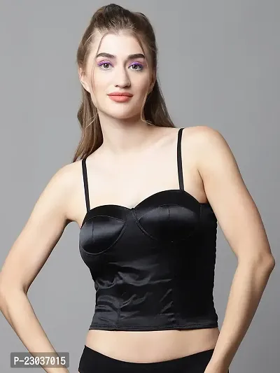 Stylish Black Satin Solid Bras For Women