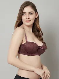 Stylish Brown Polyester Spandex Polka Dots Bras For Women-thumb2