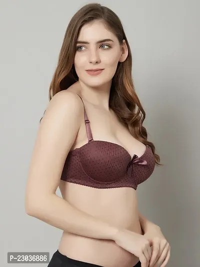 Stylish Brown Polyester Spandex Polka Dots Bras For Women-thumb3