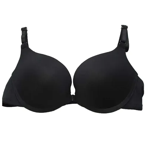Stylish Solid Front Open Push Up Bra For Women