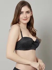 Stylish Black Polyester Spandex Polka Dots Bras For Women-thumb2