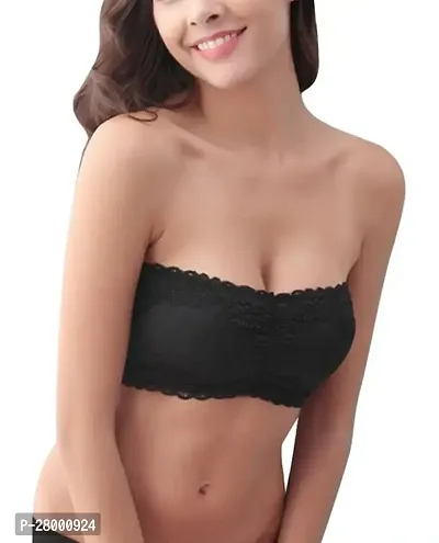 Stylish Black Lace Solid Bra For Women