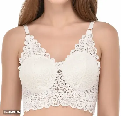 Stylish White Lace Bra For Women-thumb0