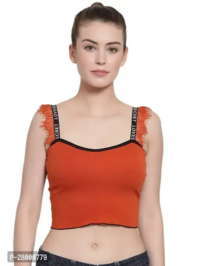 Stylish Orange Cotton Solid Bra For Women