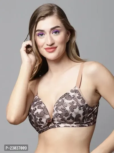 Stylish Brown Polyester Spandex Animal Bras For Women